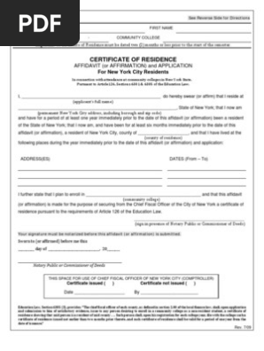 Certificate of Residency