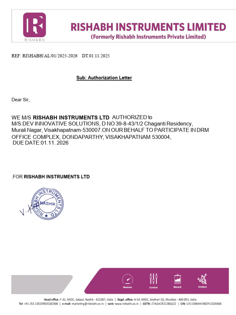 Dev Innovative Auth Letter | PDF