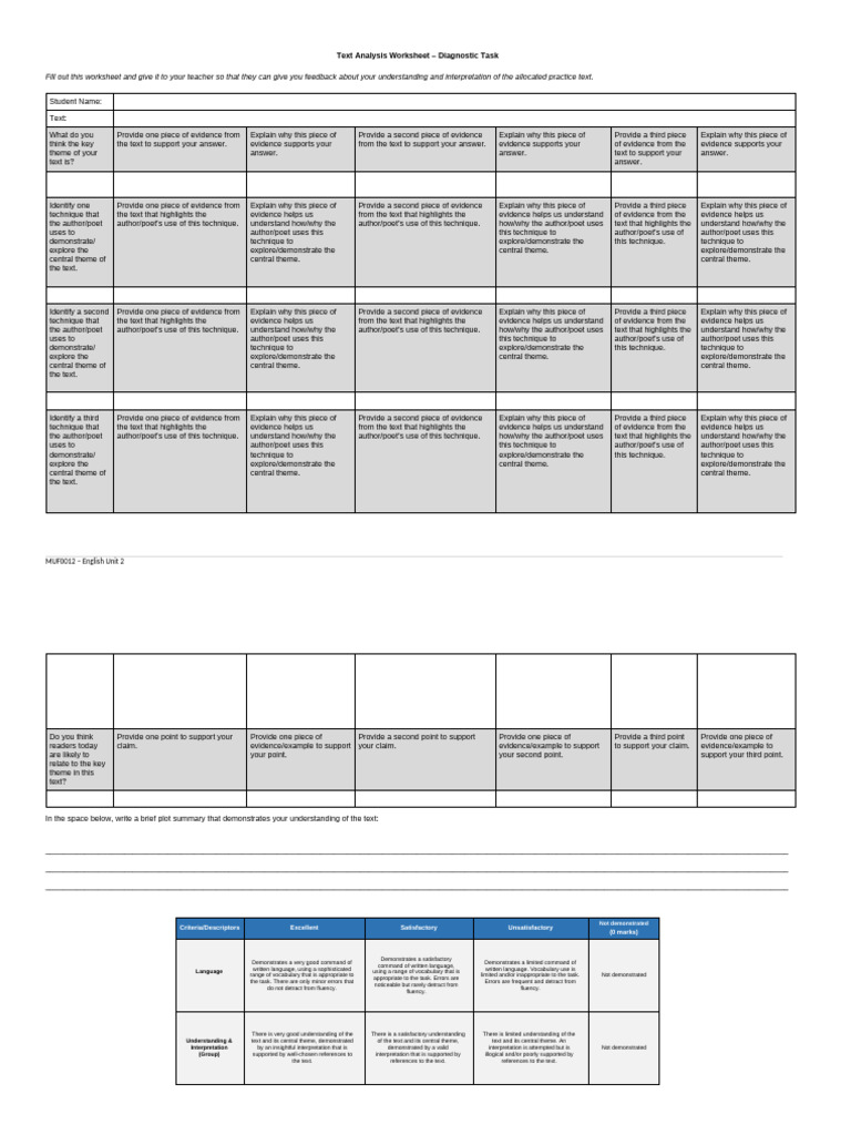 Text Analysis Worksheet | PDF | Human Communication | Cognition