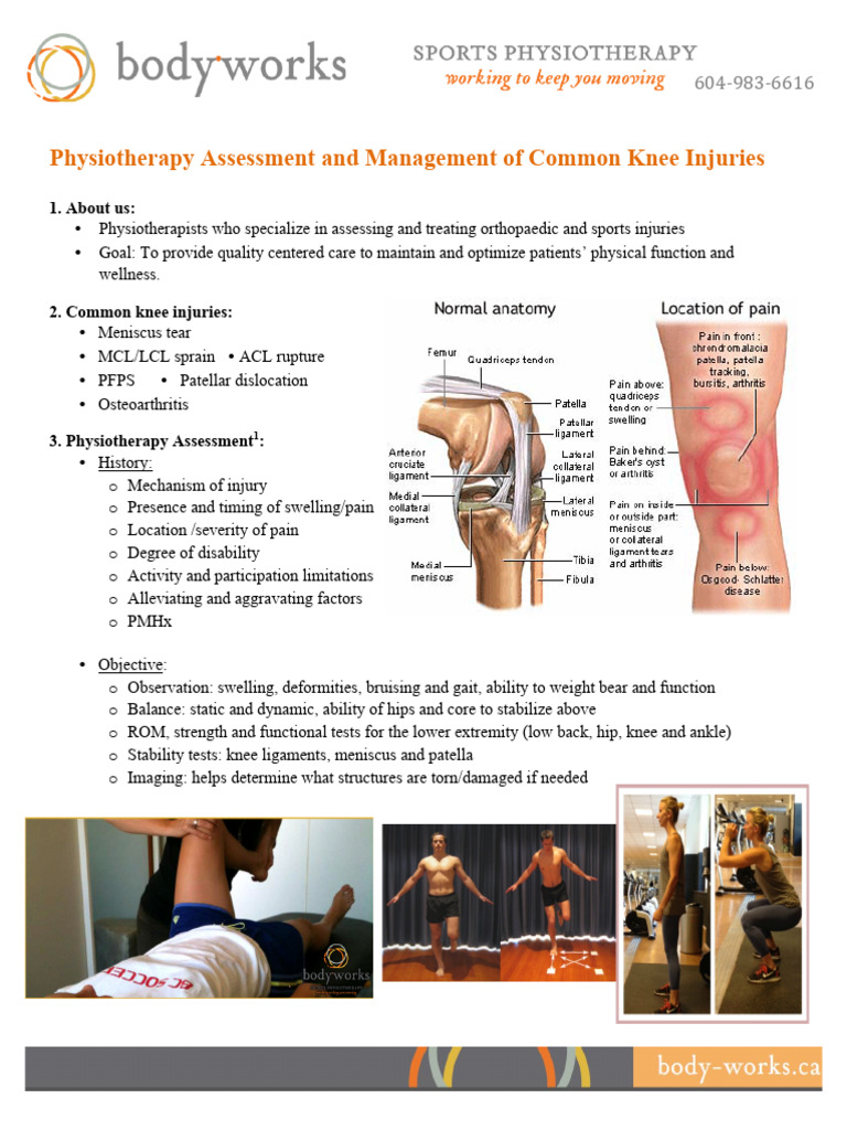 Body Works Sports Physiotherapy Knee Assessment 2014 | PDF | Knee ...