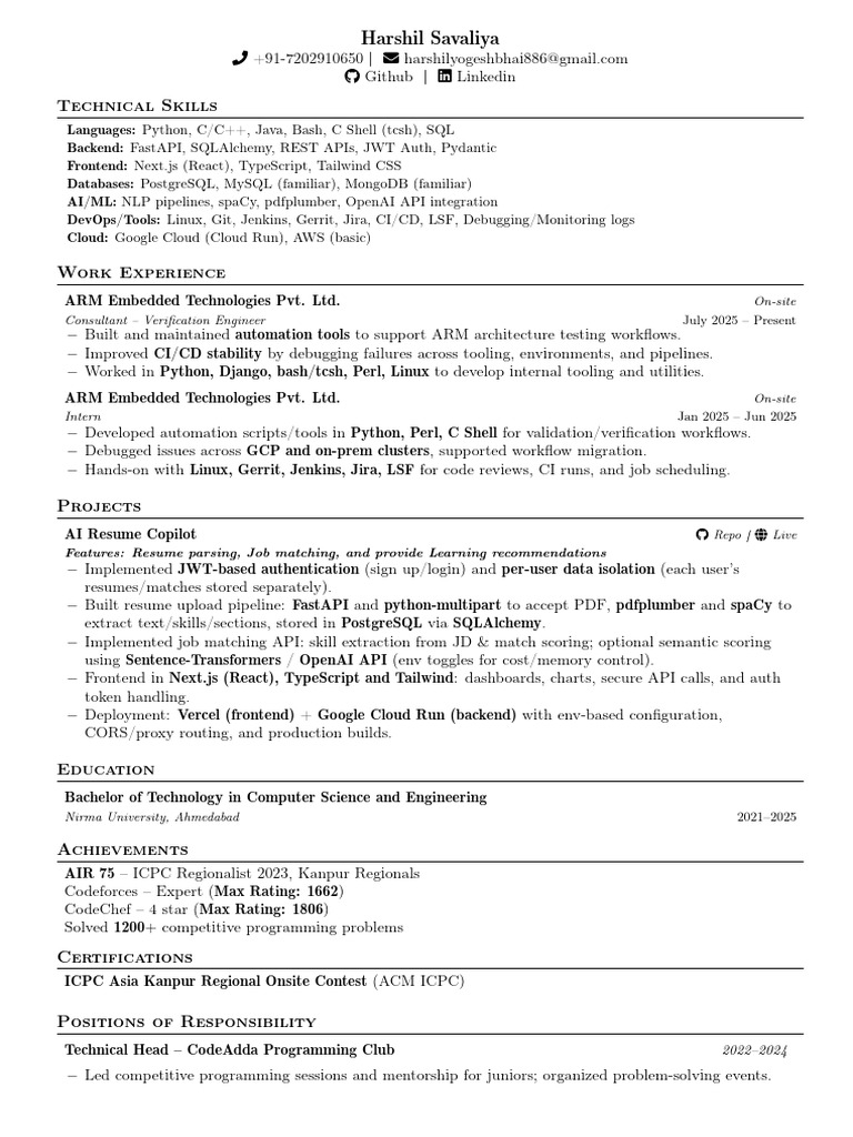 Harshil Resume(2) | PDF | Postgre Sql | Cloud Computing