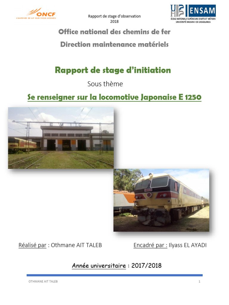 Rapport de Stage ONCF | PDF | Maroc | Transport ferroviaire