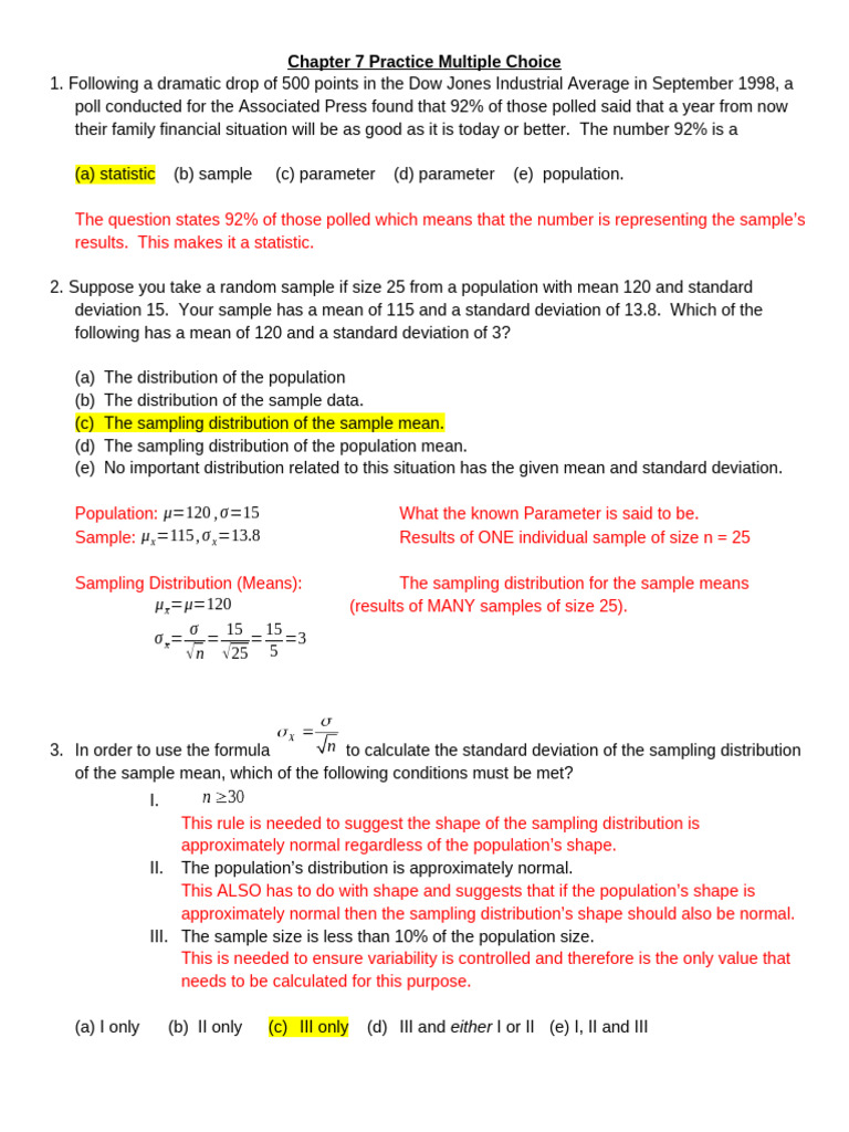 chapter 7 practice mc solutions | PDF