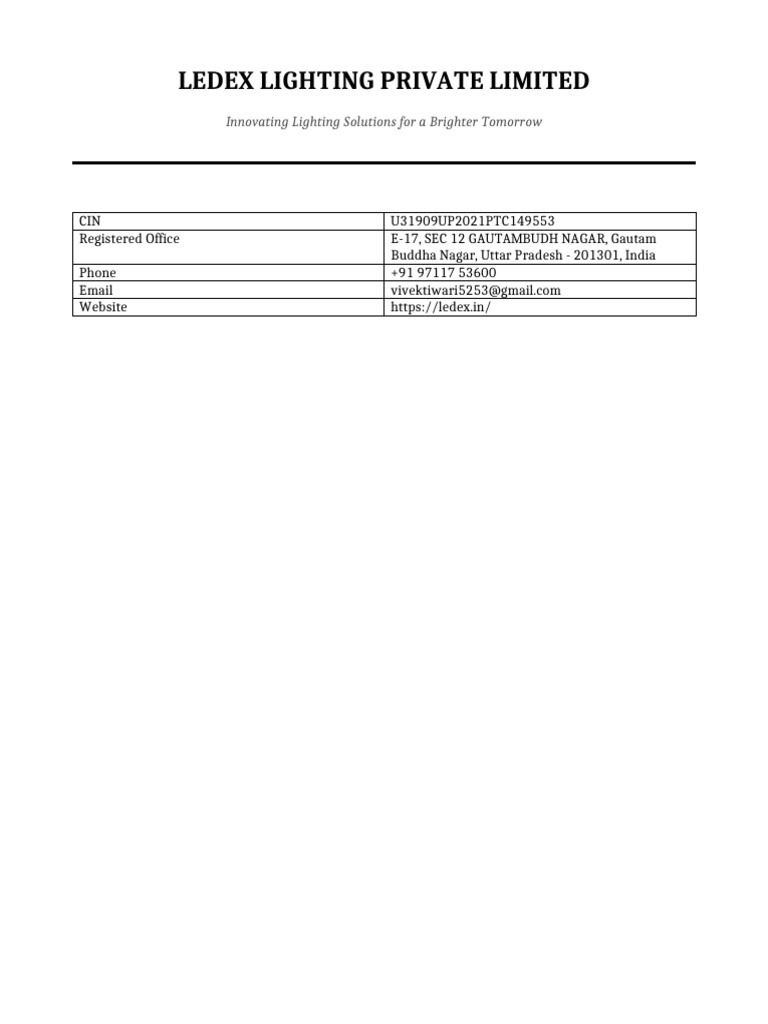 LEDEX Lighting Private Limited Letterhead v2 | PDF