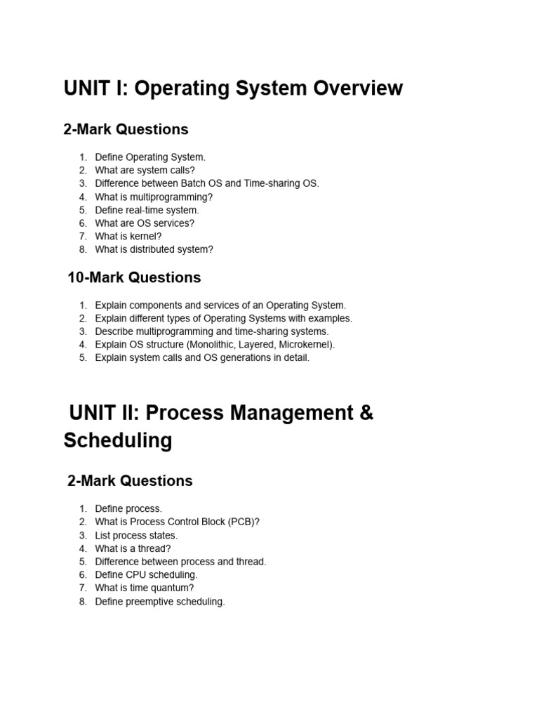Imp Question Os | PDF