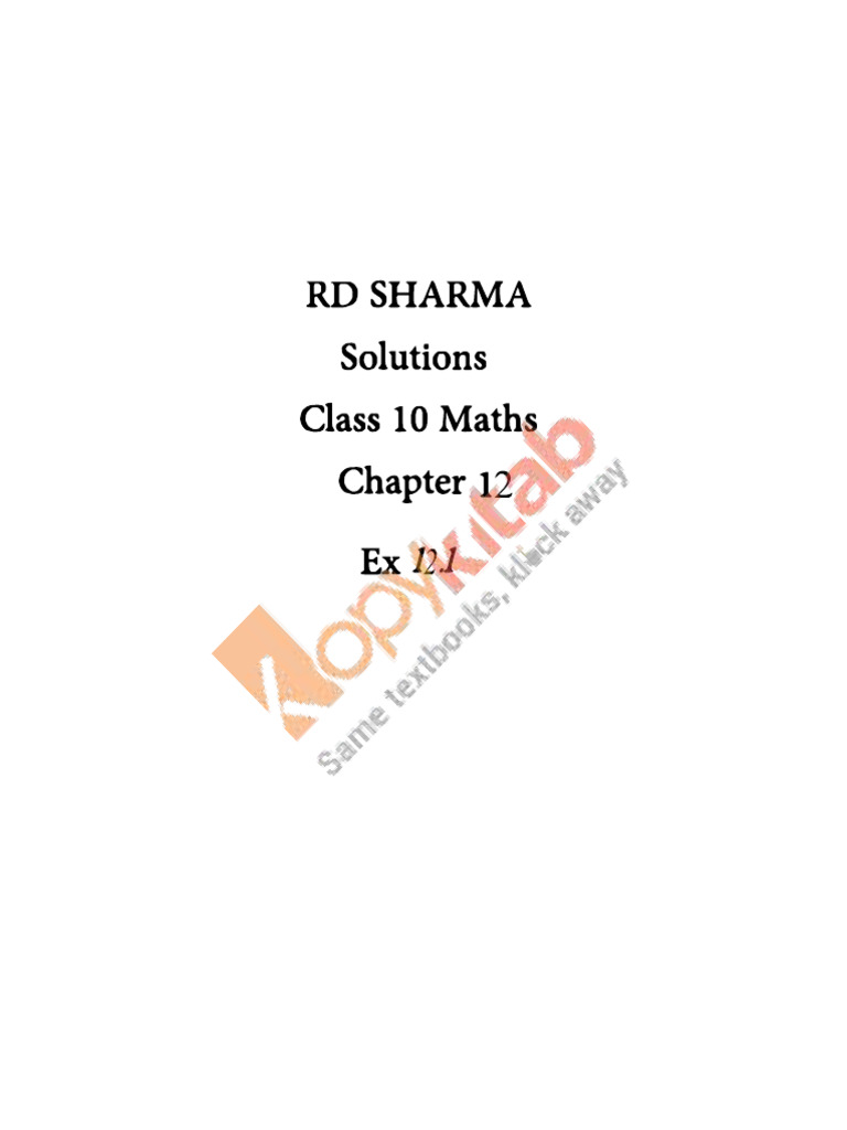 RD Sharma Solution Class 10 Chapter 12 Compressed | PDF