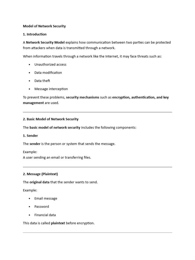 Unit 1- Network Security _1 | PDF | Encryption | Key (Cryptography)