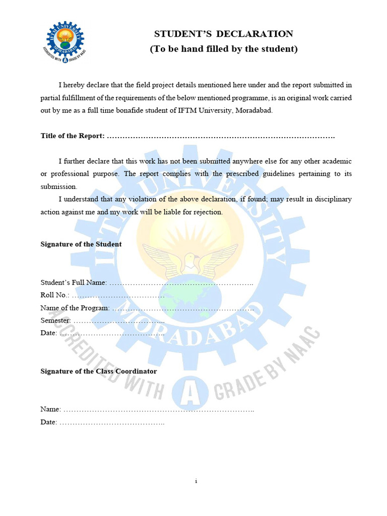 00 Student's Declaration, Acknowledgement & Certificate of Originality ...