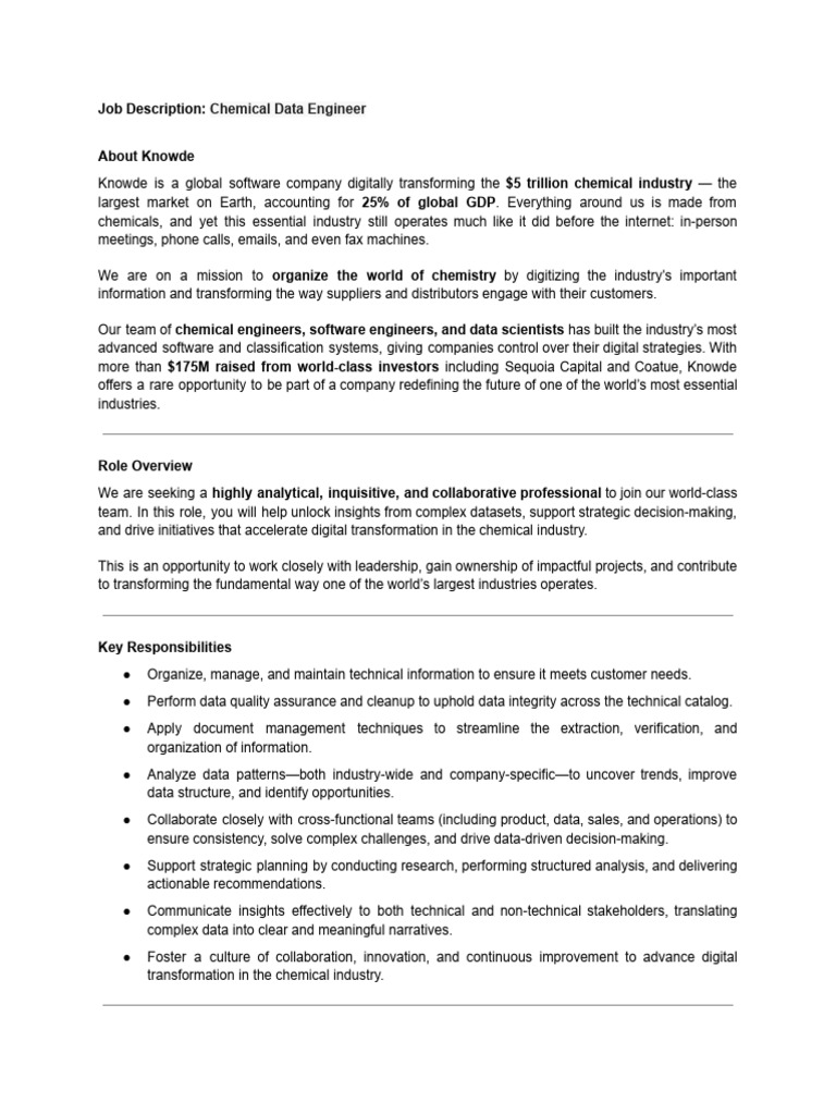 JD Chemical Data Engineer | PDF