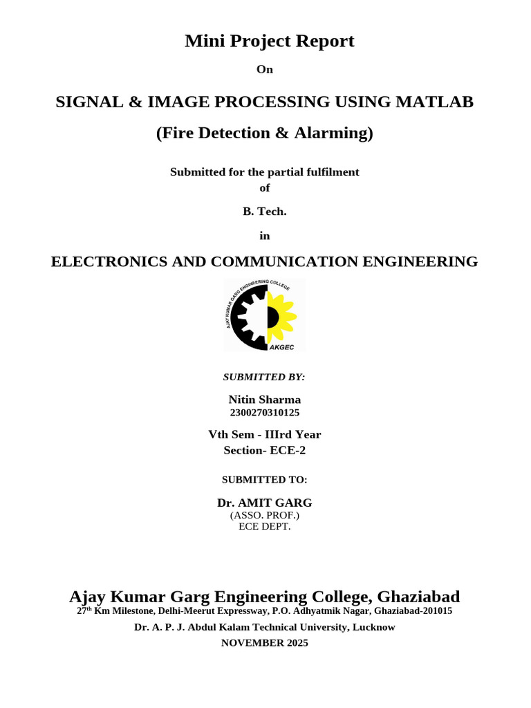 Project Report Nitin (1) | PDF | Matlab | Computer Vision