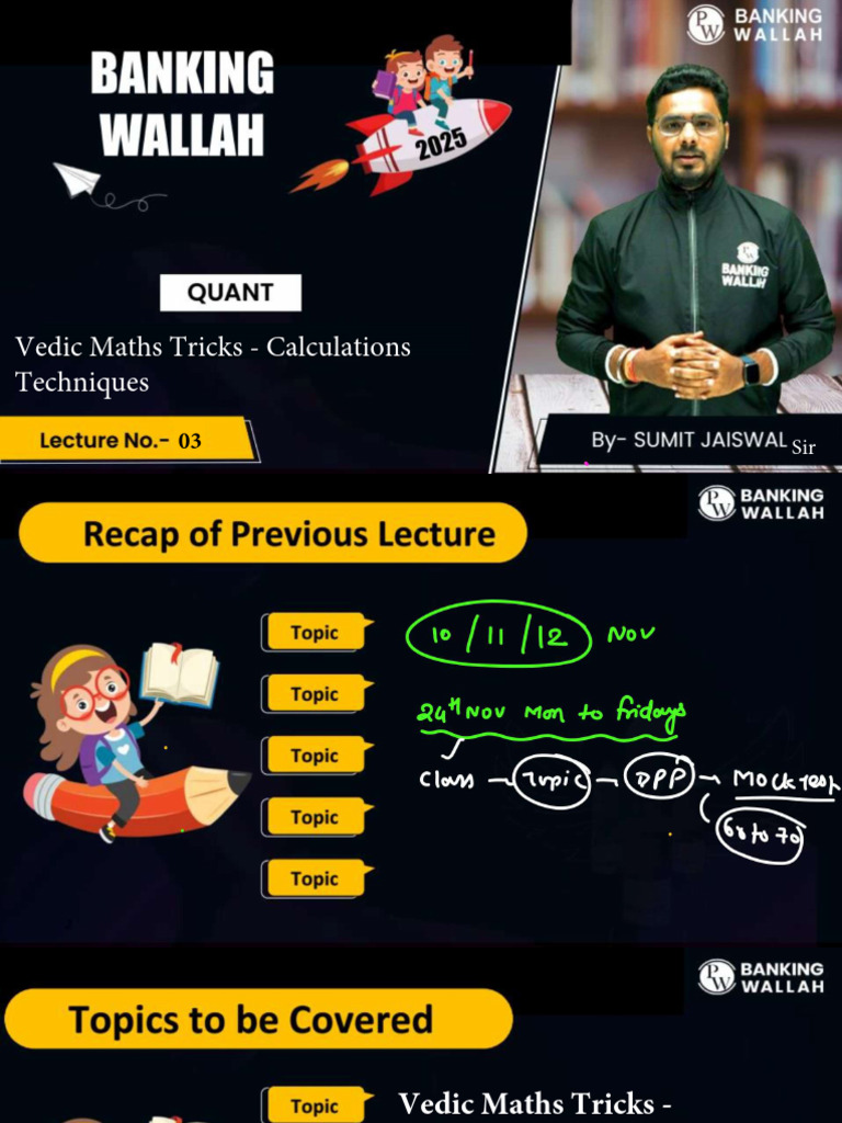 Vedic Maths Tricks - Calculations Techniques 03_Class Notes | PDF