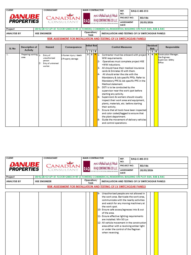 RA_Template | PDF | Safety | Occupational Safety And Health