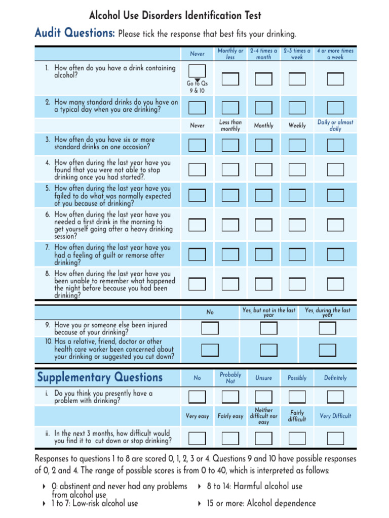 MNS Tool Alcohol use disorder identification test | PDF | Alcoholism ...