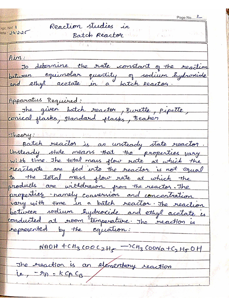 Pc3611- Chemical Reaction and Process Control Laboratory Record Note | PDF