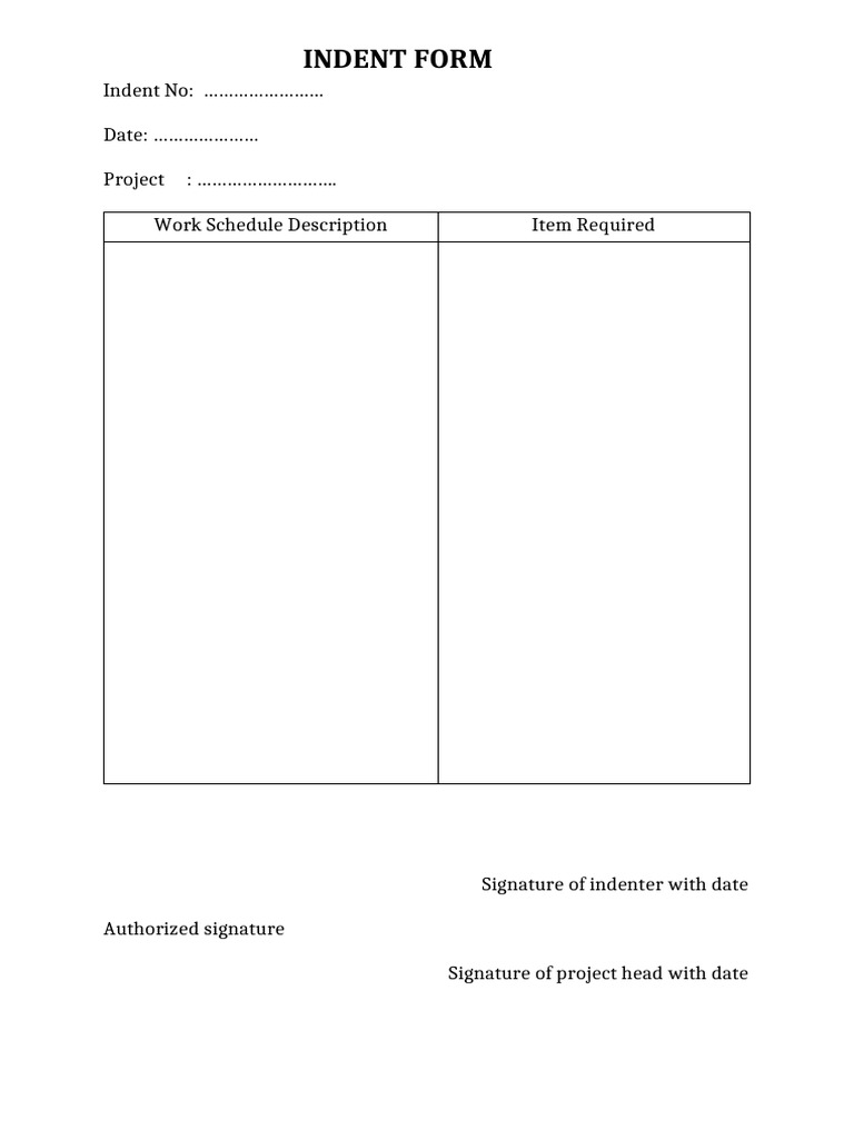 Indent Form | PDF