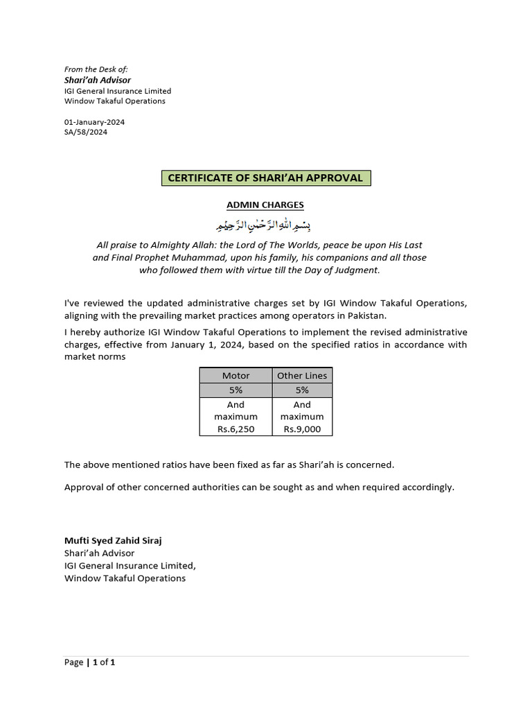 58 Admin Charge-SA Approval | PDF