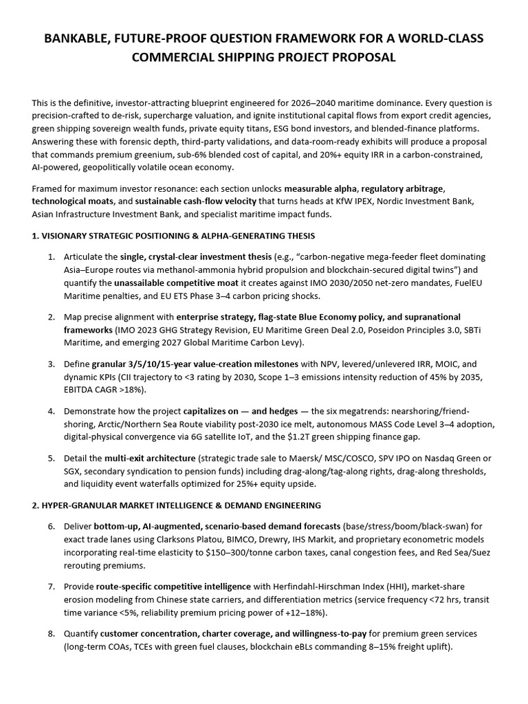 Shipping Project Proposal Questionnaire | PDF | Investing | Internal ...