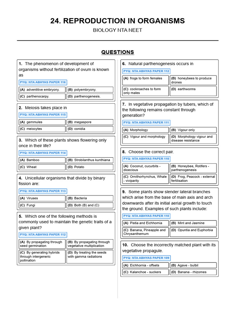 24. Reproduction in Organisms - Print Ready | PDF | Sexual Reproduction ...