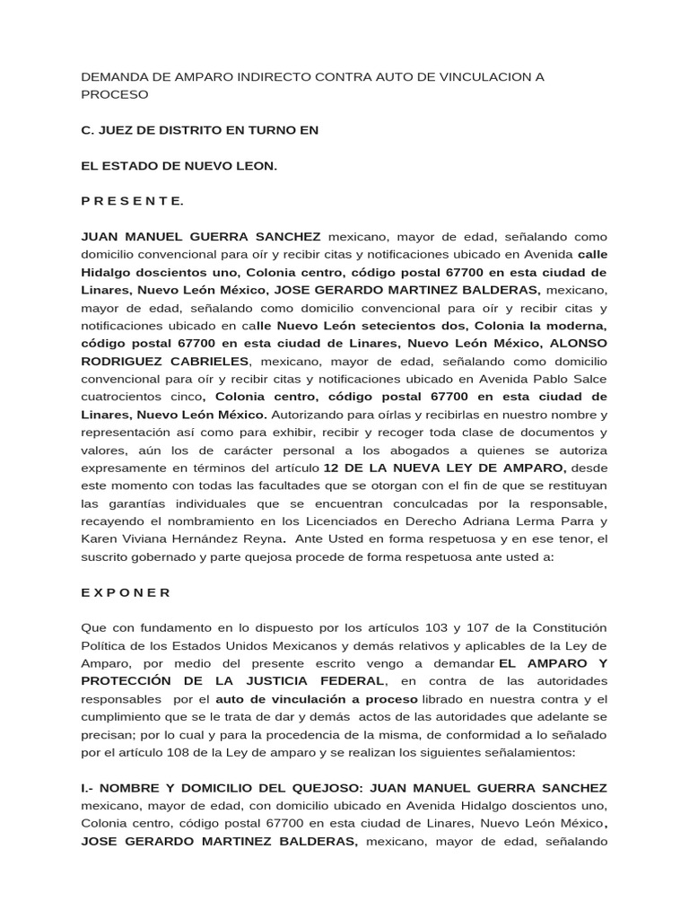Amparo Indirecto Nuevo Leon | PDF | Debido al proceso | México