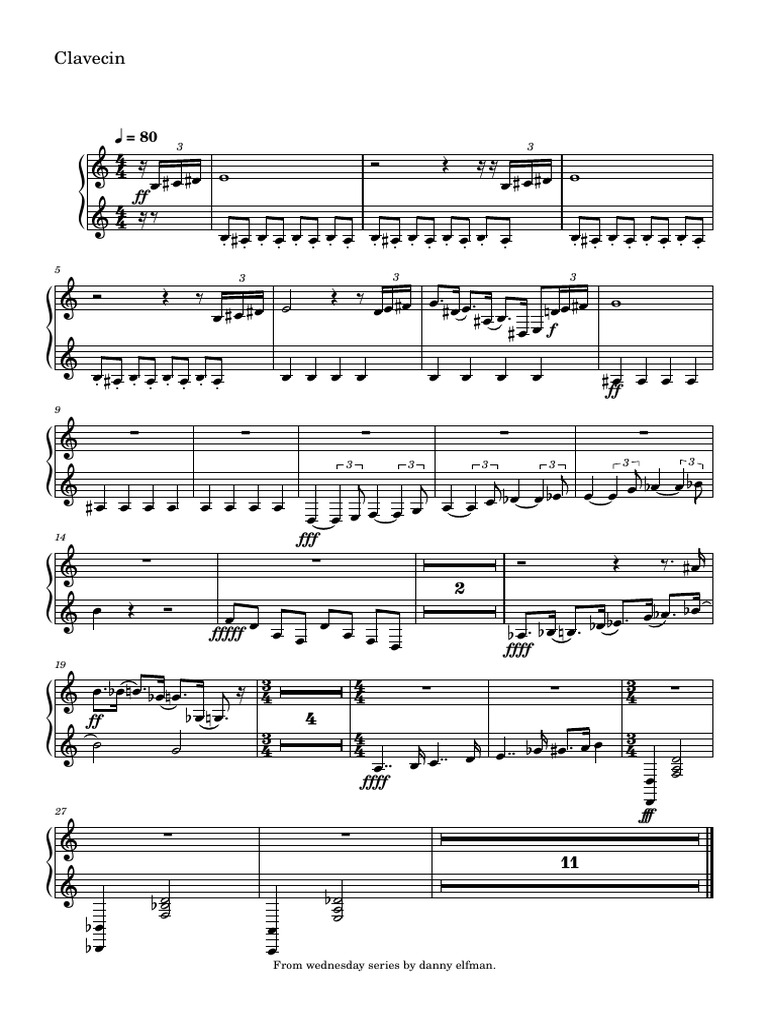 Wednesday Intro Theme-Clavecin | PDF