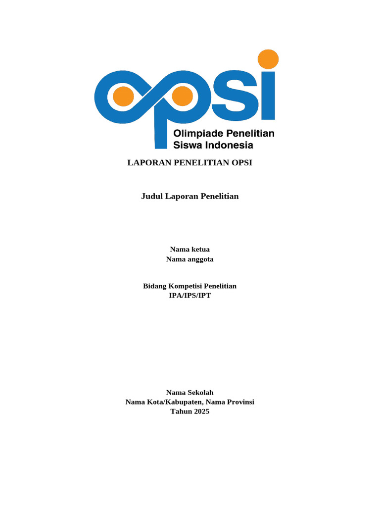 Template Laporan Penelitian Opsi | PDF