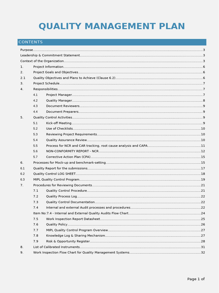 QM Plan Reference Document | PDF | Audit | Performance Indicator