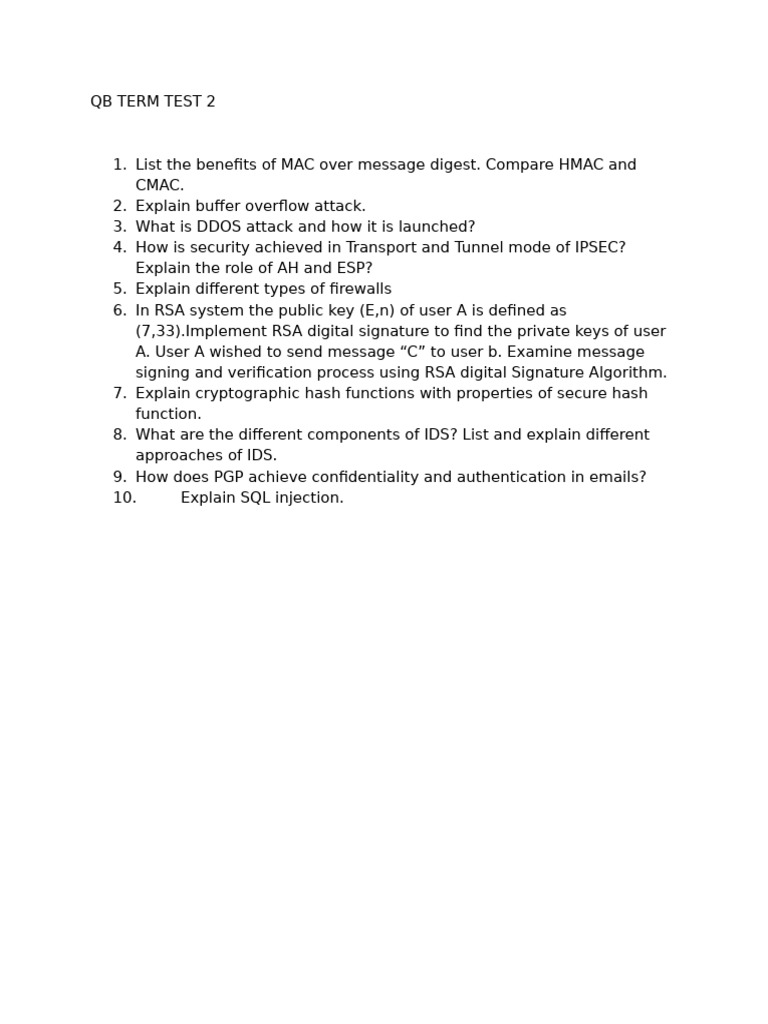 QB TERM TEST 2 | PDF