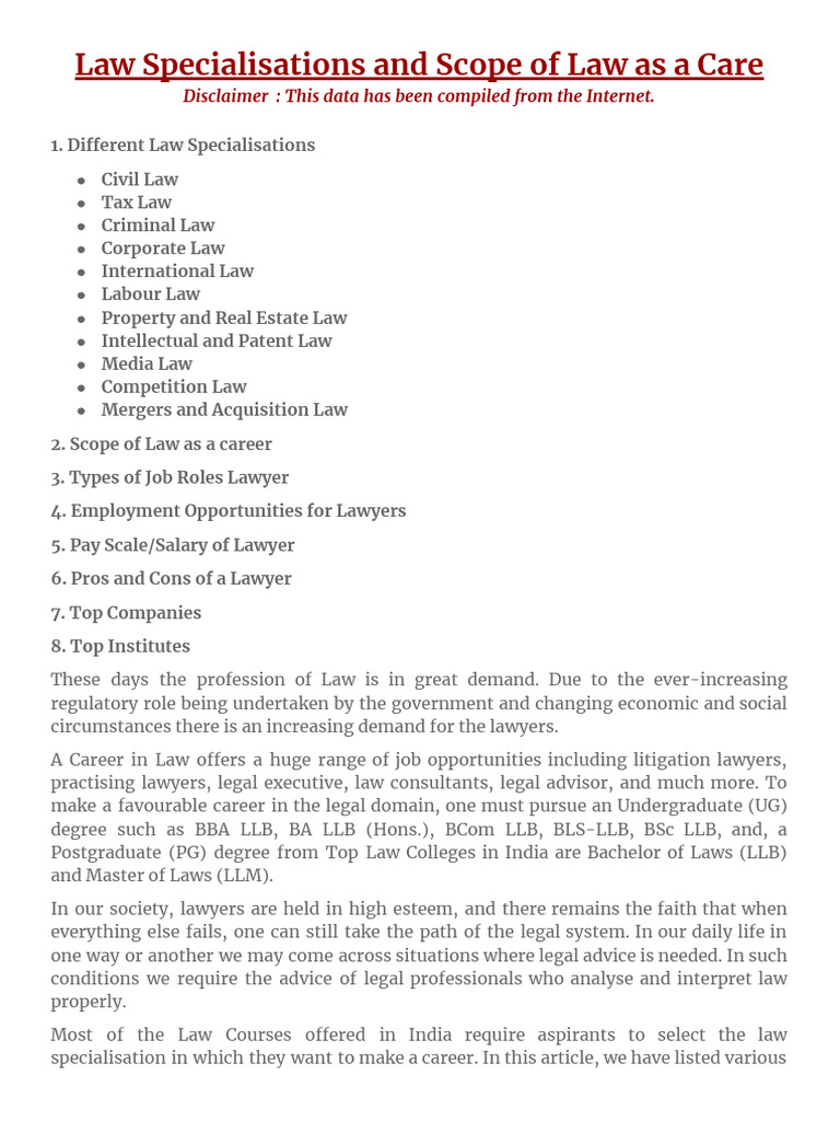Scope of Law as a Career | PDF | Patent | Lawyer
