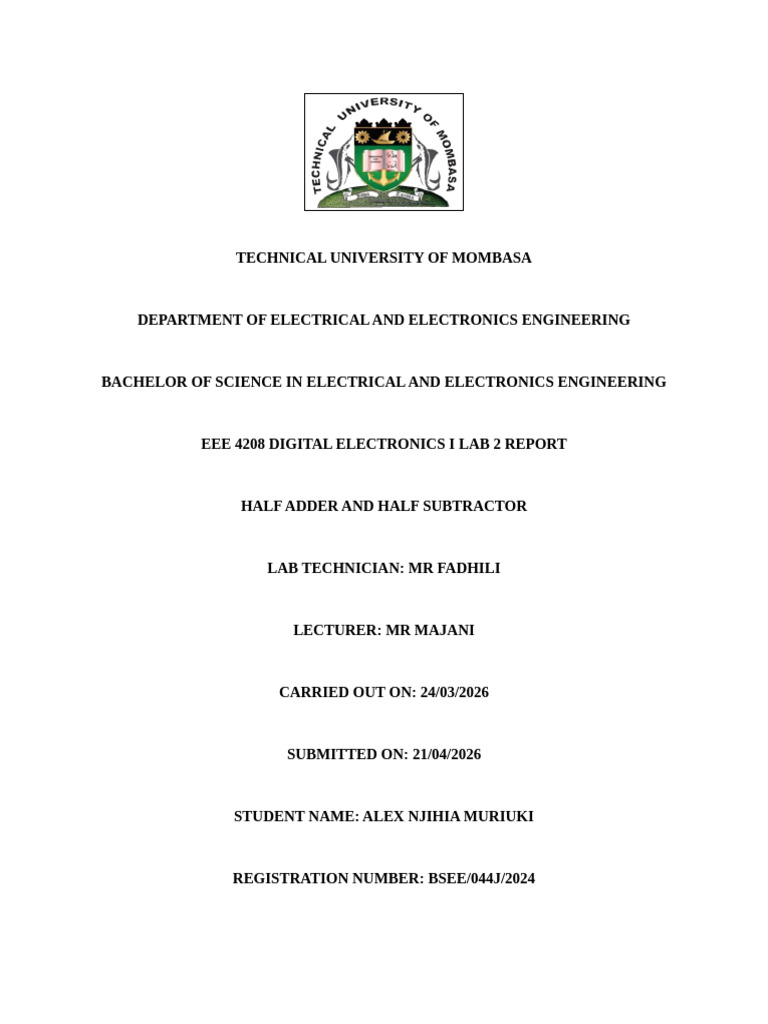 Digital Electronics Lab 2 Report | PDF | Computer Engineering | Digital ...