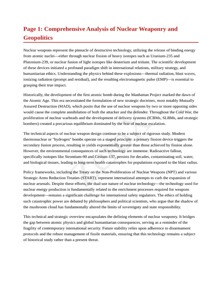 Zero X: Systemic Deconstruction of Nuclear Weapon Dynamics" | PDF ...