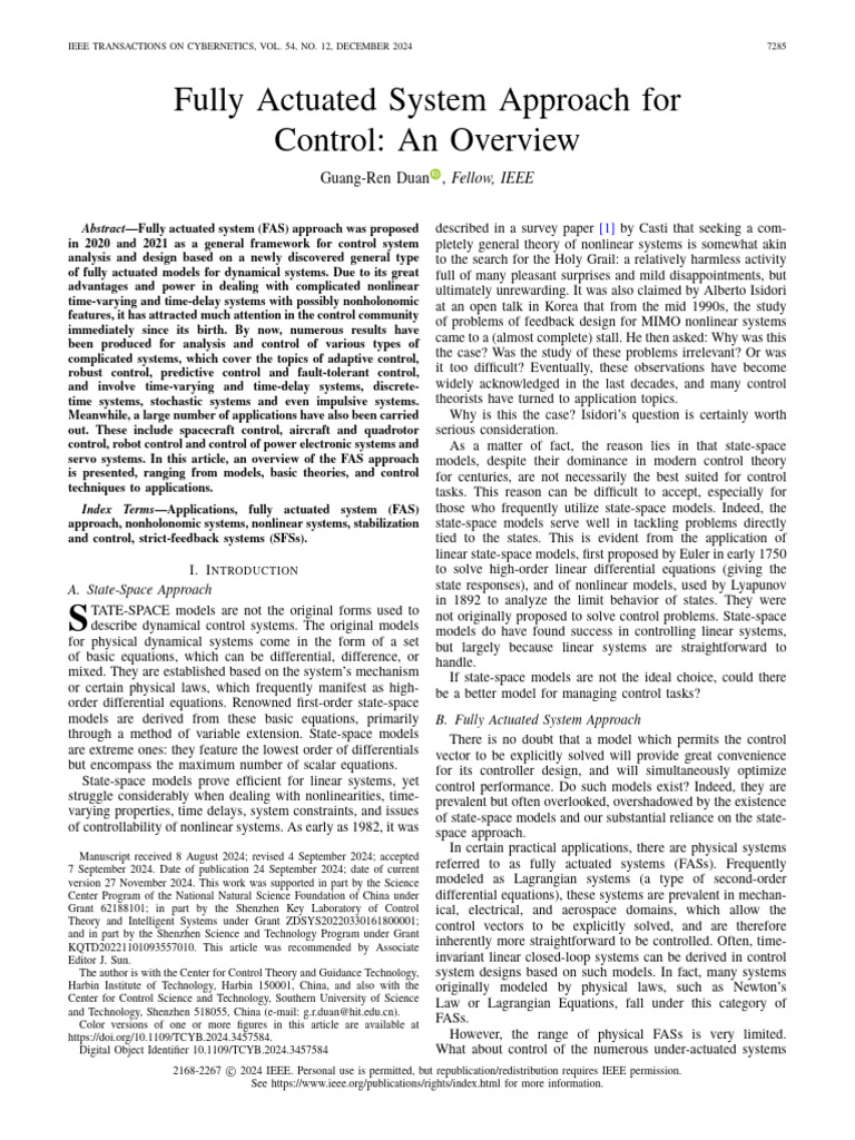 Fully Actuated System Approach For Control An Overview | PDF ...