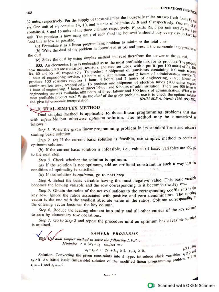 Dual Simplex Method | PDF