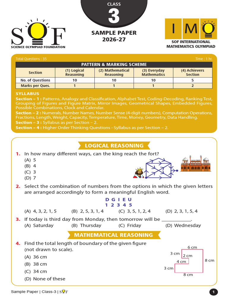 Imo Sample Paper Class-3 2026-27 | PDF | Geometry | Mathematics