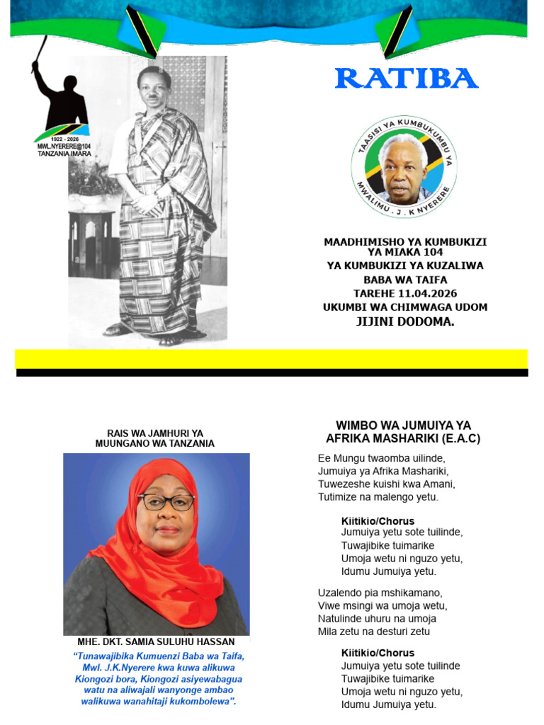 Ratiba Ya Maadhimisho Mwaka 2026 | PDF