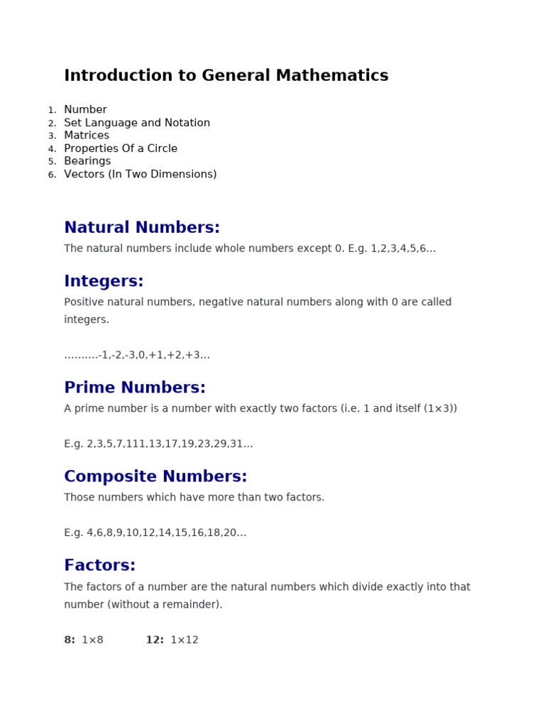 Introduction to General Mathematics-Natural Numbers | PDF | Euclidean ...