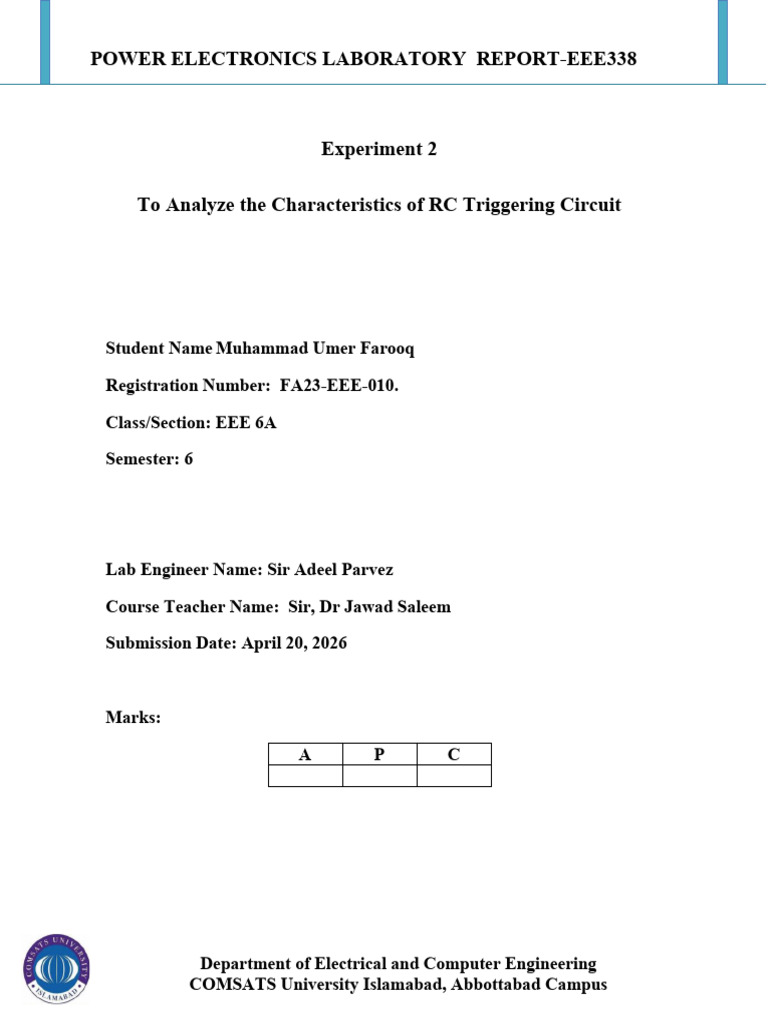 umar lab 2 | PDF | Power Electronics | Capacitor