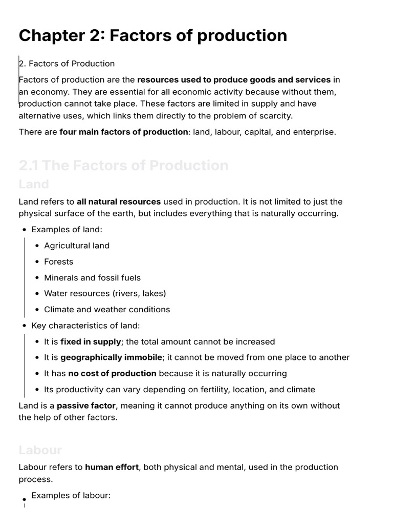 Chapter 2: Factors of Production | PDF | Capital (Economics) | Factors ...