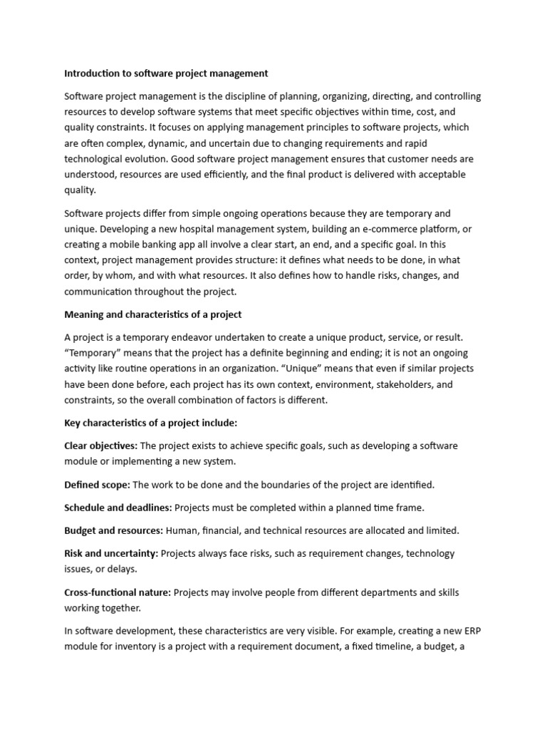 Chapter 1 - Managing Software Project | PDF | Project Management ...