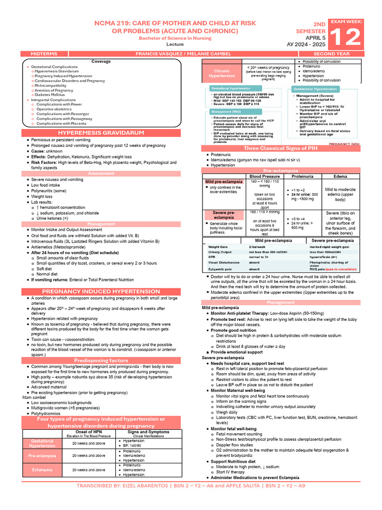 NCMA 219 OB | PDF | Hypertension | Medical Specialties