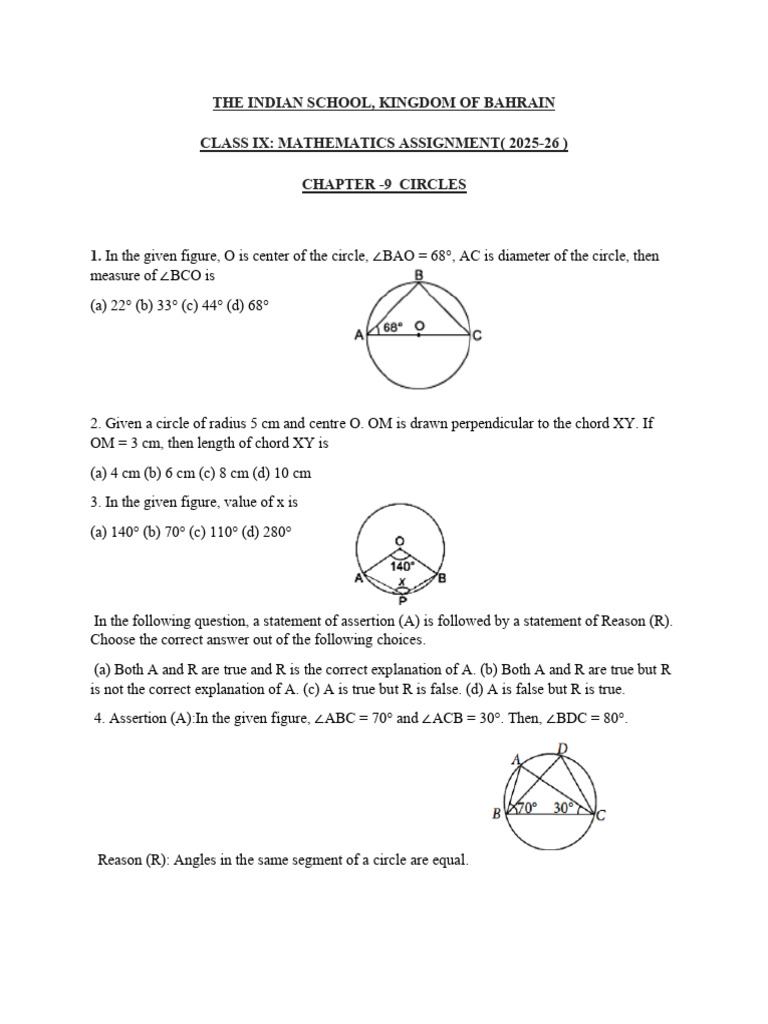 Class 9 Chapter 9 Circles | PDF