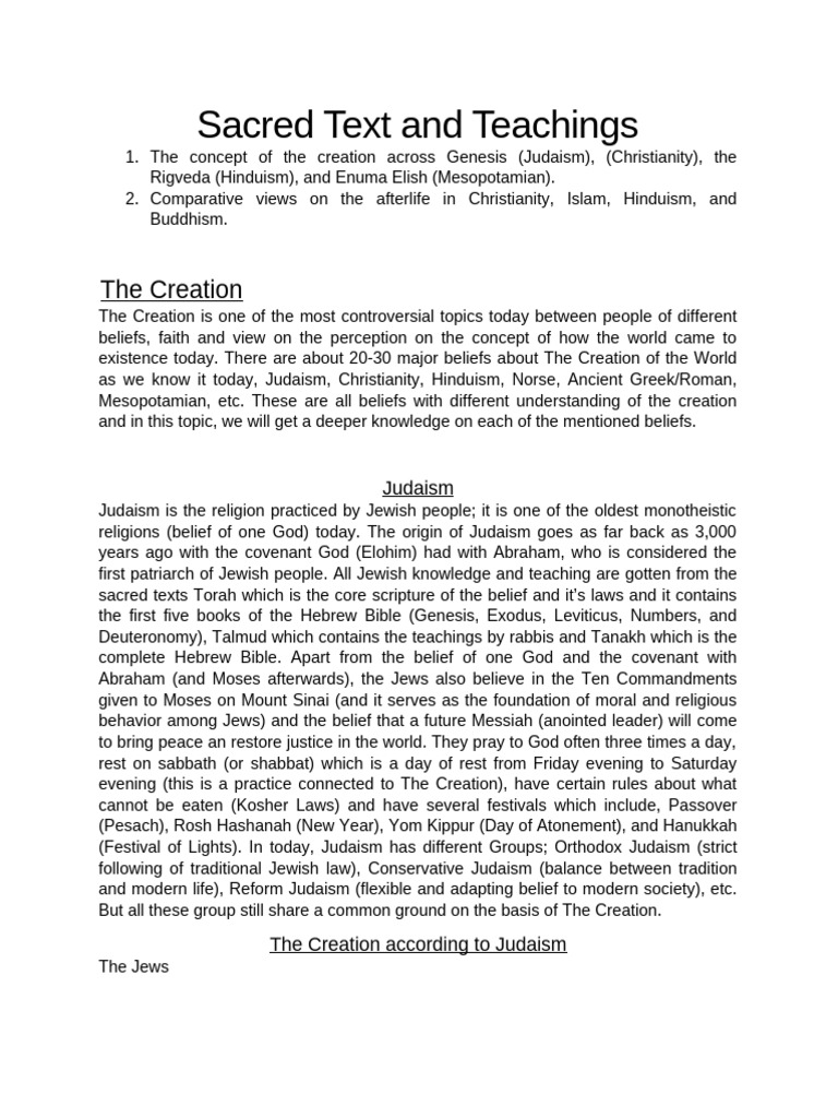 Sacred Text and Teachings | PDF | Genesis Creation Narrative | Hebrew Bible