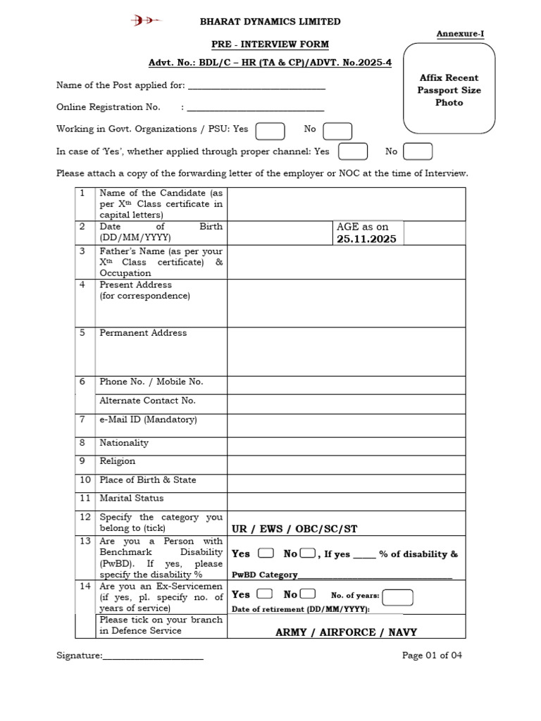 Pre Interview Form2 | PDF
