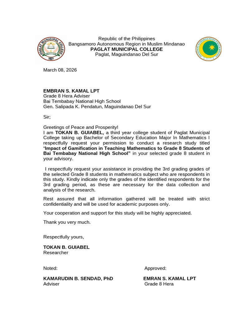 Letter to Principal | PDF