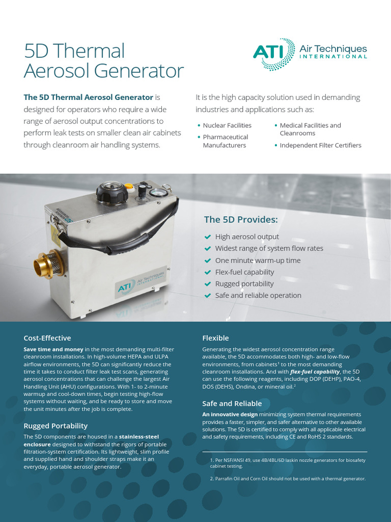 Ati 5d Thermal Aerosol Generator | PDF | Mechanical Engineering | Gases