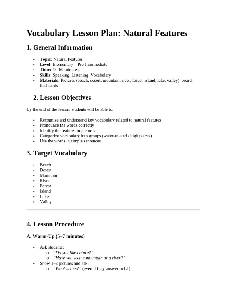 Vocabulary Lesson Plan | PDF | Vocabulary | Human Communication