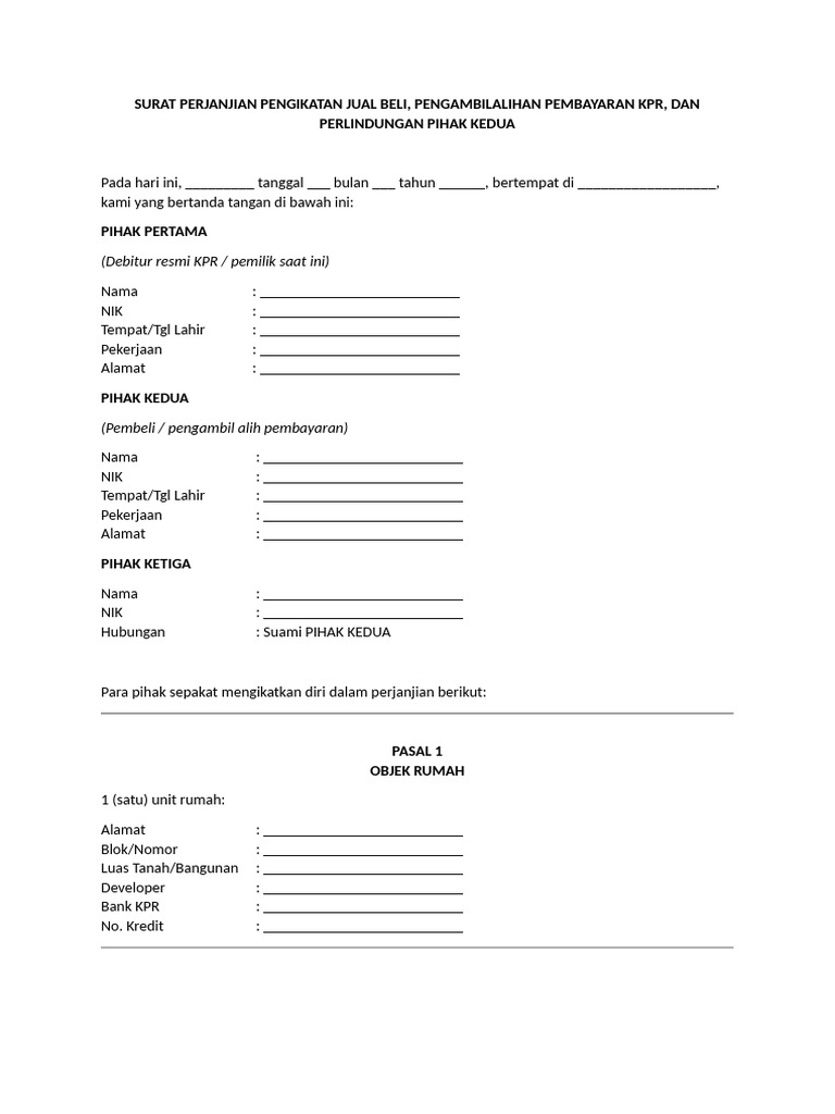 Surat Perjanjian Pengikatan Jual Beli | PDF