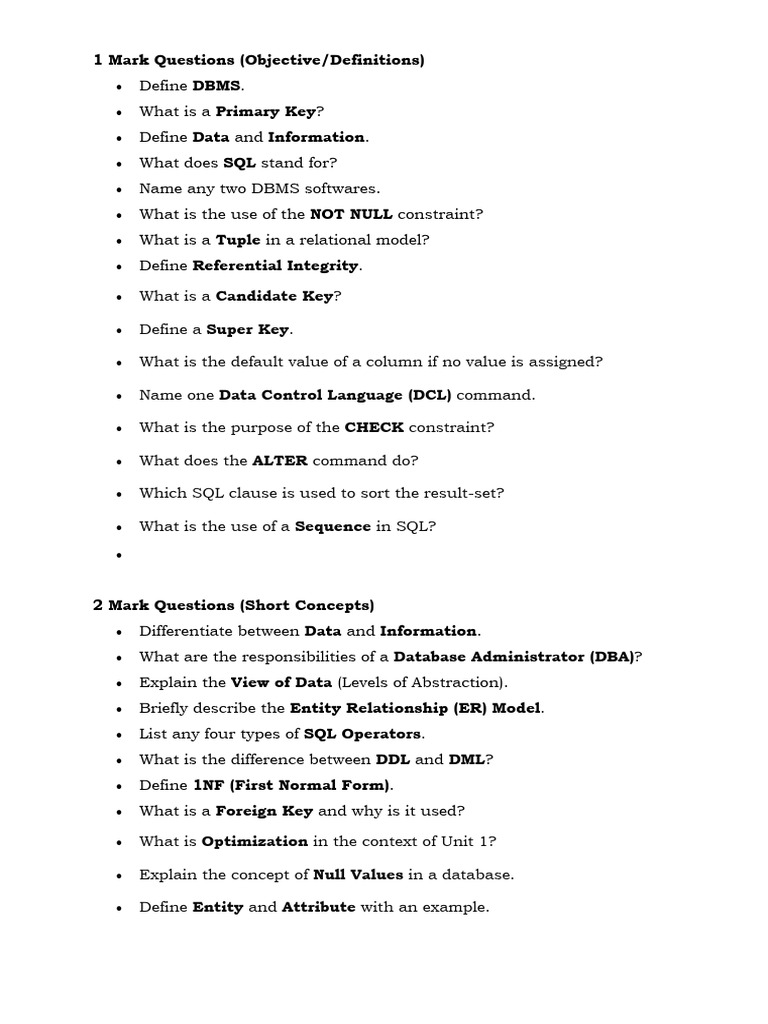 Dbms Question | PDF | Databases | Sql