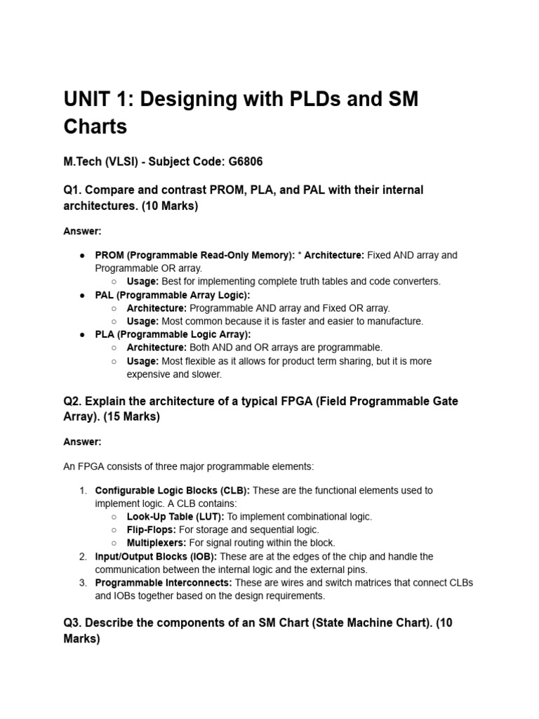 UNIT 1- Designing With PLDs and SM Charts | PDF