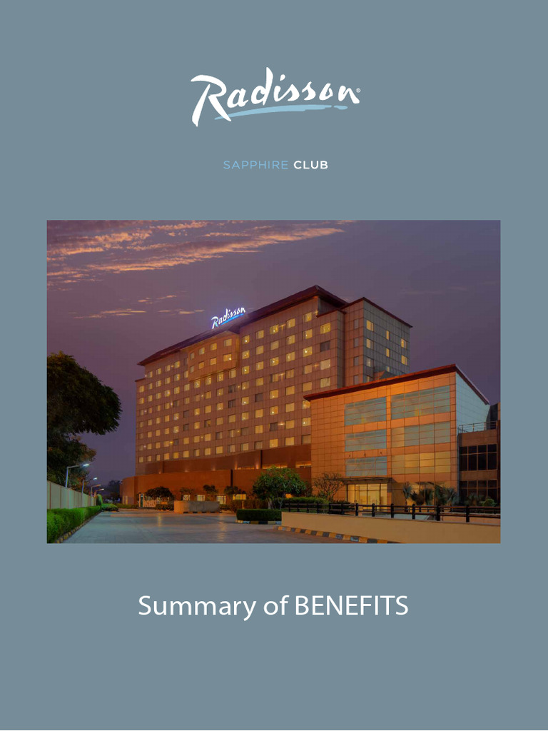 Summary of Benefits Sapphire Club Radisson Gurugram Udyog Vihar (1 ...