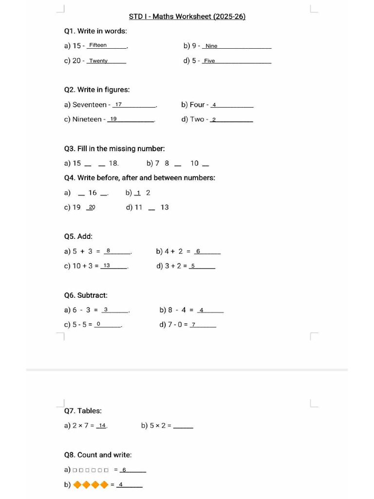 Maths Worksheet | PDF